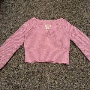 Pink V-Neck Knit Sweater